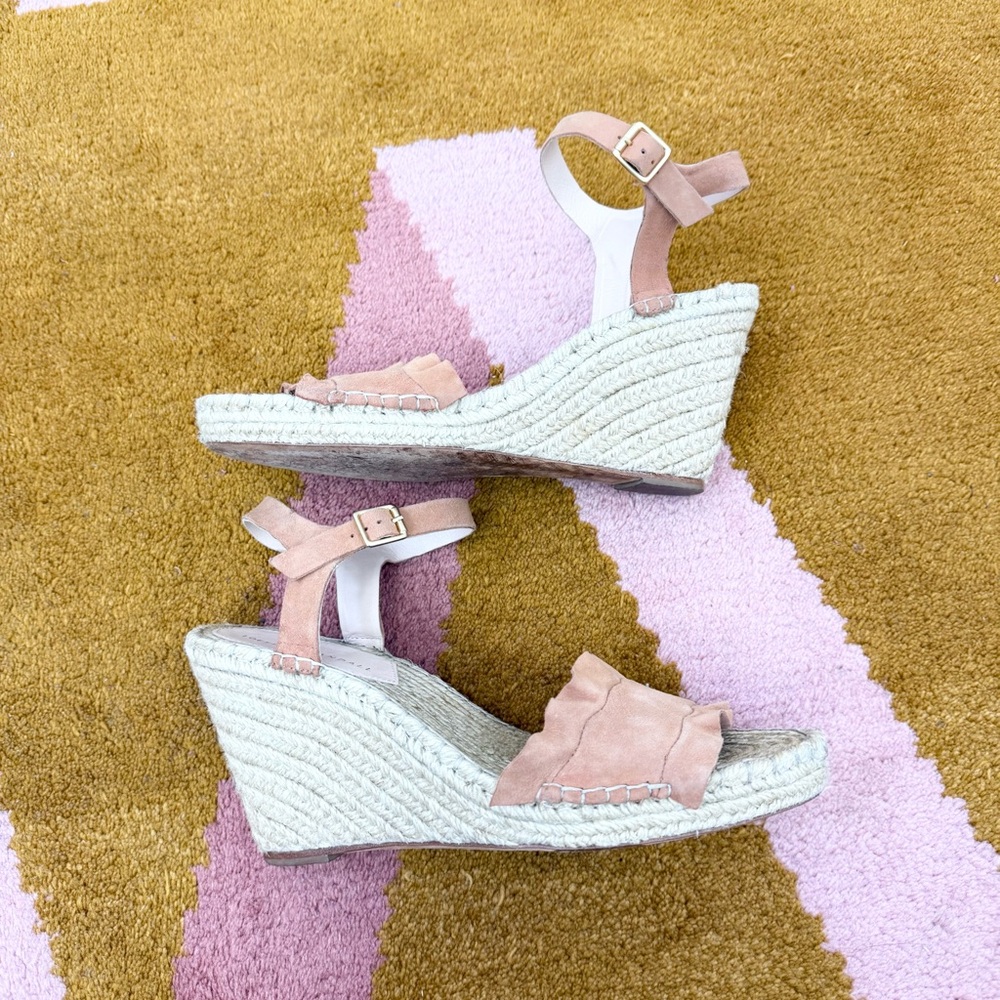 Loeffler Randall Gabby Melon Suede Espadrille Wedge Sandals Size 10 - Picture 5 of 7